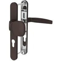 MS Beschläge Langschild Schmalrahmengarnitur 92mm Braun Knopf/Drücker 71-86mm