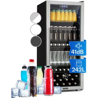 Klarstein Beersafe 7XL Kühlschrank 242 Liter 5 Böden Panoramaglastür Edelstahl