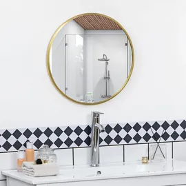 kleankin Badspiegel Ø50 cm Wandspiegel für Wohnzimmer, Schlafzimmer, Gold