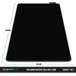 Titanwolf RGB Gaming Mauspad XL 900 x 400 mm Mousepad - verbessert Präzision & Geschwindigkeit