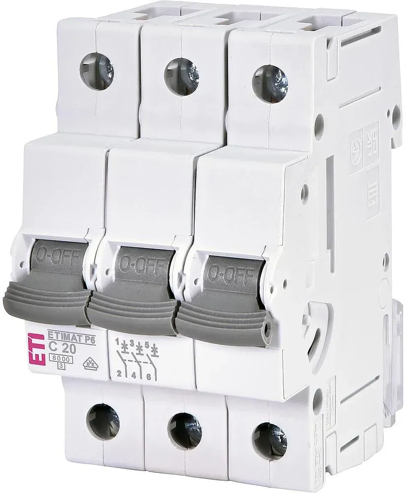 Leitungsschutzschalter C20, ETIMAT P6, 6 kA, 3-polig