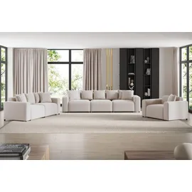 Fun Möbel 3-2-1 Garnitur Stoff 3-Sitzer + 2-Sitzer Beige