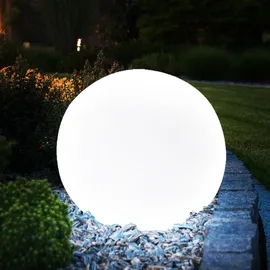 ETC Shop 2er Set Solarkugel Erdspieß, weiß silber, H 70 cm,