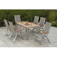 Merxx San Severo Garten-Essgruppe 7-tlg. Tisch 150 x 90 cm beige/grau/silber