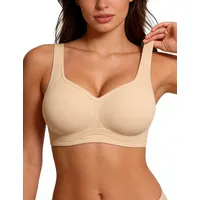 LAJERIN Push Up BH für Damen Ohne Bügel Große Größen Brüste Starker Halt Damen-BHS Verlängerung Seamless Komfort Soft Bra Bequemer Bralette Nahtloser Atmungsaktiv und Leicht, Hautfarben-XL - XL