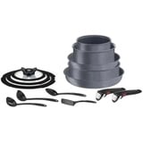 Kochtopfset INGENIO NATURAL FORCE L3969372, 14-teilig, grau, Aluminium, Tefal