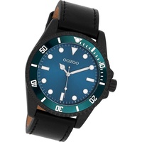 OOZOO Quarzuhr Oozoo Herren Armbanduhr Timepieces, (Analoguhr), Herrenuhr Lederarmband schwarz, rundes Gehäuse, groß (ca. 44mm) schwarz