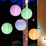 Hellum LED Lampion 5x30cm Nylon 15 Farboptionen inkl. Fernbedienung Weiß