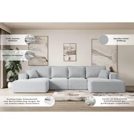 altdecor Ecksofa Cord 6-Sitzer Dunkelgrau
