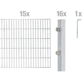 GAH Alberts Doppelstabmattenzaun 3000 x 200 cm Silber/Stahl
