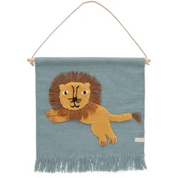 OYOY - Kinder-Wandteppich mit Tiermotiv, Löwe / tourmaline