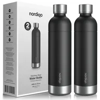 Nordiqo Premium Edelstahl Flasche 1L / 1000 ml | Kompatibel mit Aarke Carbonator 3, Sodastream (Exkl. model Crystal + Jet) & vielen weiteren | Spülmaschinenfest, Kein Verfallsdatum - Schwarz x 2