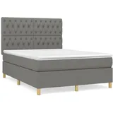 vidaXL Boxspringbett mit Matratze Dunkelgrau 140x200 cm Stoff1358807