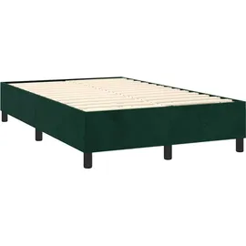 vidaXL Boxspringbett mit Matratze & LED Dunkelgrün 120x200 cm Samt