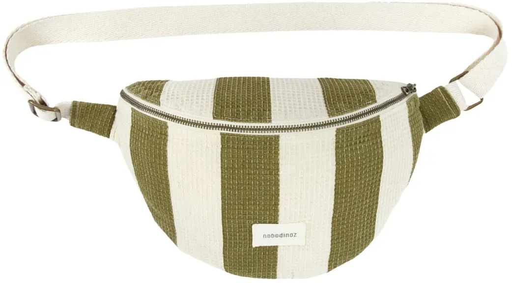 Nobodinoz - Portofino Gürteltasche, pistachio stripes waffle