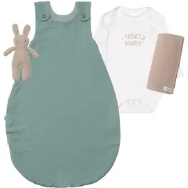 LILIPUT Erstausstattungspaket "Kleines Wunder", Mädchen, Gr. 62/68, grün (weiß, grün), 100% Baumwolle, KOB Set-Artikel Erstausstattungspaket, mit hochwertigem Musselinschlafsack