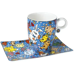 Goebel Künstlertasse mit Untertasse Mauro Bergonzoli - Magic Bunny Explosion