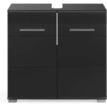 xonox.home Waschbeckenunterschrank Linus 60 x 56 x 34 cm Schwarz Hochglanz