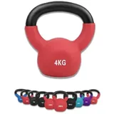 wuuhoo® Kettlebell Dwayne - Kugelhantel 2kg - 28kg aus massivem Gusseisen mit Neopren Beschichtung, Schwunghantel für Dein Krafttraining, Gewichte mit Farbcodes - Fitnessgerät für Zuhause 4 kg