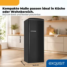 Exquisit Retro Vollraumkühlschrank RKS325-V-H-160C (225 l, 1465 mm hoch, Schwarz)