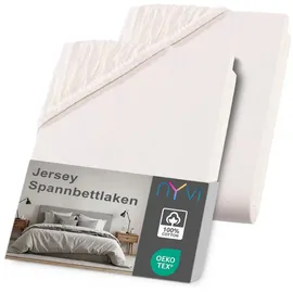 nyvi Spannbettlaken Jersey 120 x 200 - 130 x 200 cm natur 2 St.
