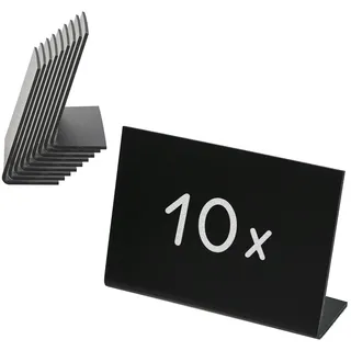 HMF 46424 Tischaufsteller Kreidetafel 10 Stück, L-Aufsteller, 10 x 7 cm