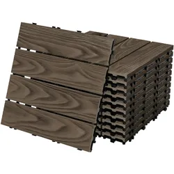 ML-Design 55xWPC Terrassenfliesen Balkonfliese Fliesen Klickfliese 30x30cm Dunkelbraun 5m2