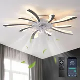 Depuley LED Deckenventilator mit Beleuchtung und Fernbedienung: Lampe mit Ventilator und APP für Schlafzimmer Schwarz - Leise Deckenventilator mit 5 Licht für Decke - Dimmbar Deckenlampe 78cm