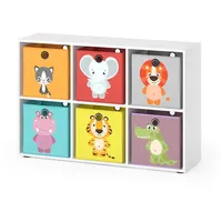 Vicco Kinderregal, Weiß 6 Fächer Standregal Kinder-Faltboxen