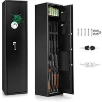 KOMFOTTEU Waffenschrank mit Fingerabdruck, Waffensafe mit digitaler Tastatur, Notfallschlüssel, Tresor, Taschen, Waffentresore für 5 Gewehre, Gewehrschränkchen Langwaffenschrank