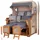 Mr. Deko Strandkorb Komplettset - bene living - Ammersee Teak - PE shell - Modell 544 - inkl. Liftersystem