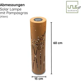 UNUS UNUS® Solarleuchte Garten, wetterfest, Außenbereich, 2er Set Pampasgras - Braun