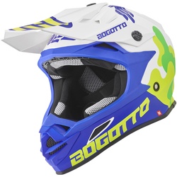 Bogotto V328 Camo Motocross Helm, weiss-blau, Größe S für Männer
