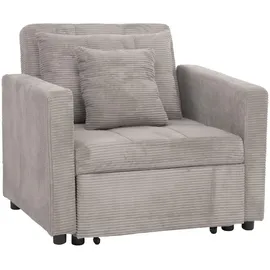 MCW Schlafsessel MCW-L90 Cord 200 x 100 x 70 cm Grau mit Schlaffunktion