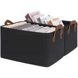 TIMEYARD Aufbewahrungskorb, Aufbewahrungsbox, Korb Aufbewahrung, Schrank Organizer, Korb für Badezimmer, Regal, Schreibtisch, Bad, Wäschekorb Schwarz, Rechteckig, 37L x 26B x 21H cm, 20L x 2, Schwarz