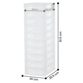 Iris Ohyama Iris Ohyama, Kunststoff Schubladenbox mit 10 tiefen Schubladen, Mattweiß, Easy-pull-system, A4, A5 - A6 Format, Schreibtisch Organizer für Büro,...