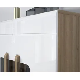 Forte Highboard 119,9 x 139,6 x 41,5 cm Beige / Weiß