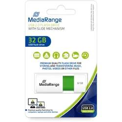 MediaRange USB-Speicherstick grün 32GB | mit Schiebemechanismus