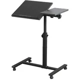 Betttisch für Laptop, Stehschreibtisch mit 4 Rollen, höhenverstellbar, zusammenklappbar, Betttische zur Unterstützung der Autonomie (60 x 34,5 x 58-90 cm, schwarz)