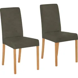 4-Fußstuhl HOME AFFAIRE "Bologna", grün (khakifarben (arizona 4421), natur), B:44cm H:91cm T:56cm, Massivholz, Holzwerkstoff, Stühle, Gestell aus Massivholz