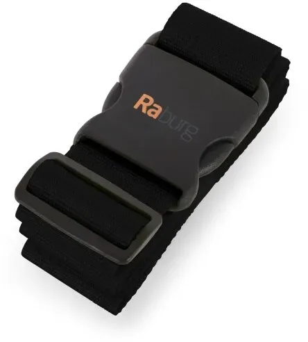 Raburg Koffergurt individuell verstellbar, 190cm × 5cm, Gepäckband ideal für Reisen, sorgt für Sicherheit & festen Halt beim Transport, Schwarz