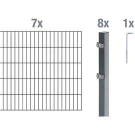 GAH Alberts Doppelstabmattenzaun Set 1400 x 80 cm 16-tlg. anthrazit
