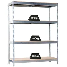 Proregal Schwerlastregal Big Wood Yeti Four HxBxT 200 x 120 x 45 cm Fachlast 400 kg Verzinkt