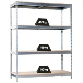 Proregal Schwerlastregal Big Wood Yeti Four HxBxT 200 x 120 x 45 cm Fachlast 400 kg Verzinkt