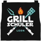 MoonWorks® Kinderschürze grillen mit Namen Grillschüler für Jungen und Mädchen personalisierte Kochschürze Kinder Grillschüler schwarz 6-10 Jahre - 6-10 Jahre