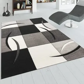 Paco Home Designer Teppich mit Konturenschnitt Muster Kariert in Schwarz Weiss Grau, Grösse:60x110 cm