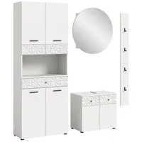 Xonox.home Badmöbel-Set Badezimmer-Set Prisma, weiß / weiß Hochglanz, 4-teilig,