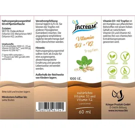 increase naturally Liposomales Vitamin D3 + K2 Tropfen 60 ml