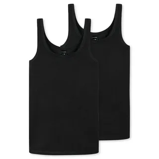 SCHIESSER Mädchen 2 PACK Unterwäsche Unterhemd Bio Baumwolle Multipack - 95/5 Organic Cotton - Größe 140 bis 176, schwarz_173528, 164