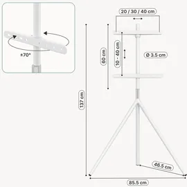 pro.tec Valle TV-Ständer 137 x 85,5 x 46,5 cm Weiß Aluminium/Kunststoff/Metall/Stahl